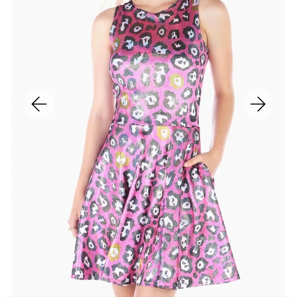 *Black Milk* Sparkle Leopard Iced Velvet Princess Skater Dress * sz L * EUC *